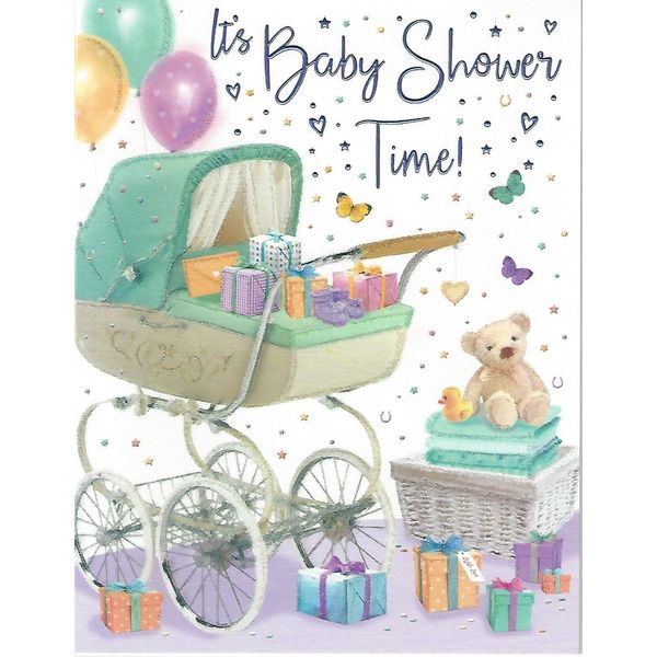 Regal Baby Shower Time! Pram Greeting Card