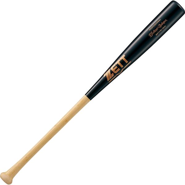 ZET17184 Hard Baseball Bat, Excellent Balance, Wooden (Bamboo + Hitting Part Maple 4 Sides), 33.1 inches (84 cm), 31.7 oz (900 g), Average Natural x Black (1219SA)