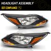 Fit For 2012 2013 2014 Ford Focus Black Headlights Lamp Assembly Left Right Side