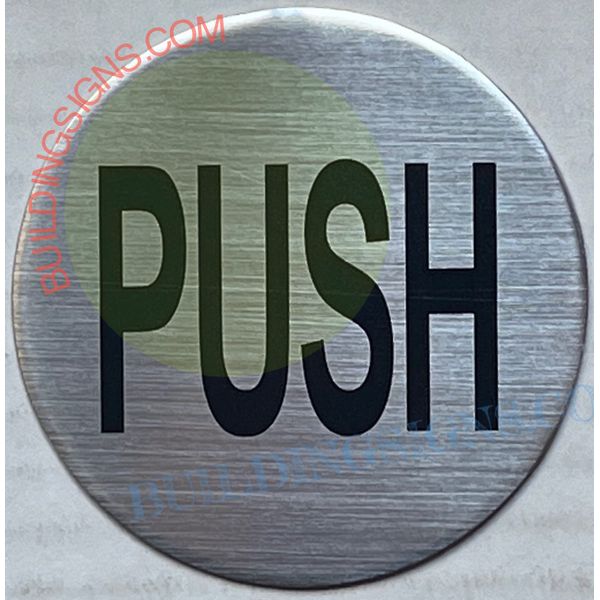 PUSH/PULL DOOR SIGN (Brush Silver Aluminum, SIZE 2.5, COME WITH DOUBLE SIDED TAPE, 1 SET)