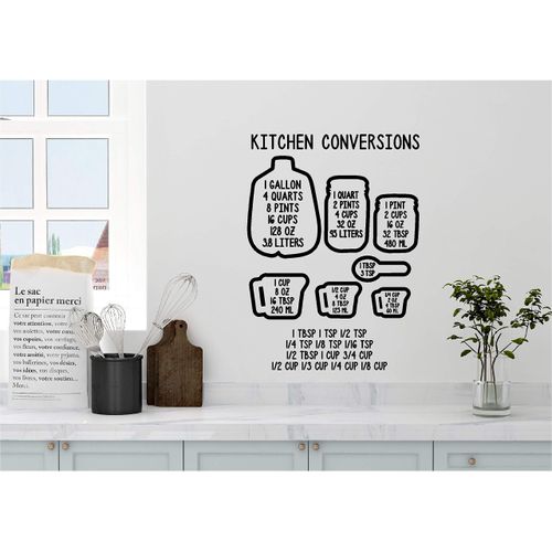 Personalized Custom Name Kitchen Conversion Measuring Cup Chart Wall Decal Sticker Customized Choose Size Color Vinyl Home Baking Cooking
