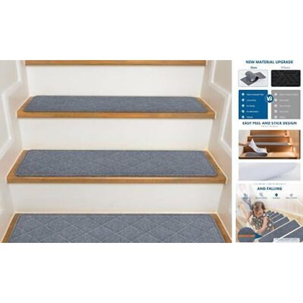 Stair Treads Non Slip for Wooden Steps Indoor,  Pack 8" X 8*30inch 15 Dark Grey