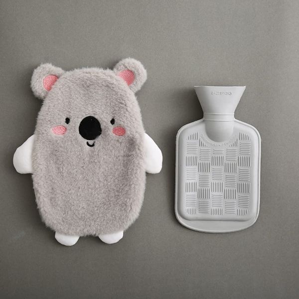 Premium Wärmflasche mit Weichem Bezug Abnehmbare 0.5 Liter Kinderwärmflasche Sichere und Haltbare Naturkautschuk Warm Hot Water Bottle Beste Geschenk (Koala-Grau)