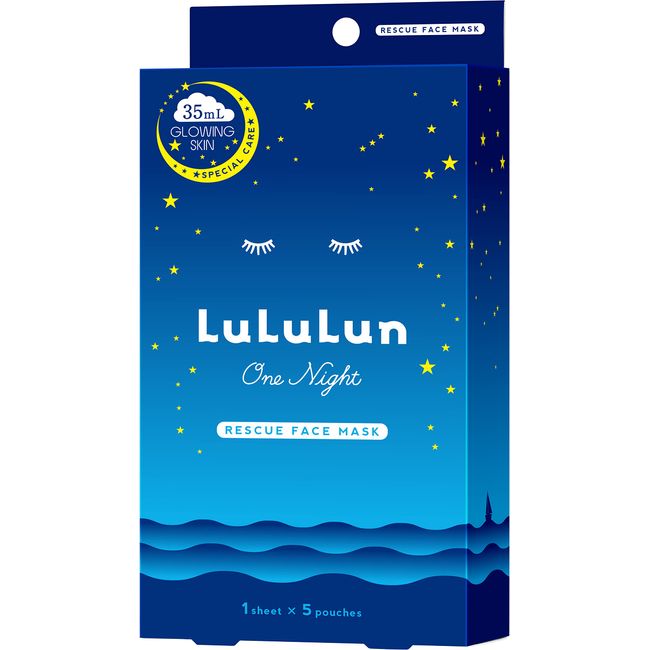 Lulululun One Night Rescue Face Mask, Transparent, One Night R, 4K, 1.1 fl oz (35 ml) x 5 Bags