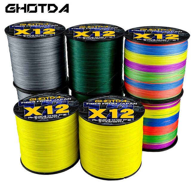12 Strands Multifilament 300M-1000M Super Strong PE Braided Fish Line  25LB-120LB Multicolor Saltwater Fishing Weave Braid Cord
