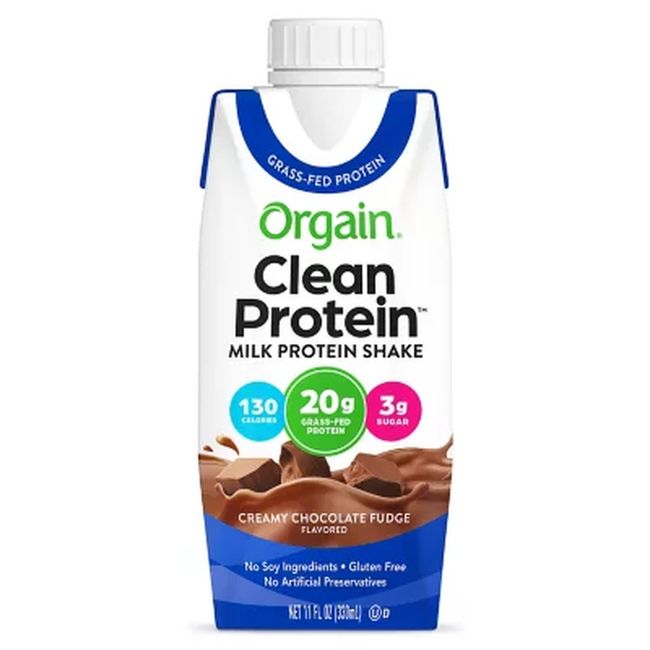 Orgain Clean Protein Grass Fed Milk Protein Shake Creamy Chocolate Fudge 12  ct