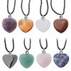 GIFT BRIT MIN01 Assorted Healing Stone Gemstone Heart Shaped Pendant
