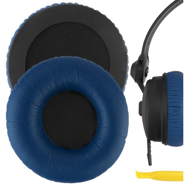 Geekria QuickFit Protein Leather Replacement Ear Pads for Sennheiser HD25, HD25SP, HD25 Lite, HD25 Plus, HD25 Limited 75th Anniversary Edition Headphones Earpads, Headset Ear Cushion (Blue)