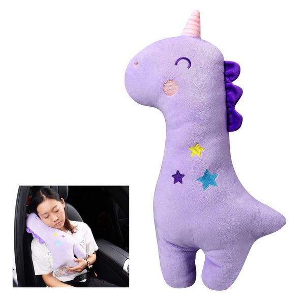 Seat Belt Cover Child Car Seat Belt Pillow Shoulder Pad Seat Belt Child Car Seat Cover Car Accessories Child Seat Cushion Children Plush Cute Travel Gift Present Namioka (Purple Unicorn)