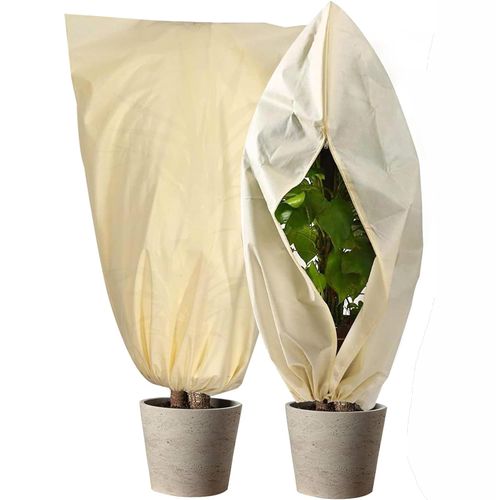 WchoeSS 2PCS Plant Fleece Frost Protection Jackets, Garden Fleece Frost Protection for Plants With Zipper and Buttons, Plant Covers for Potted Plant Winter Plant Protection (80 cm x 120 cm)
