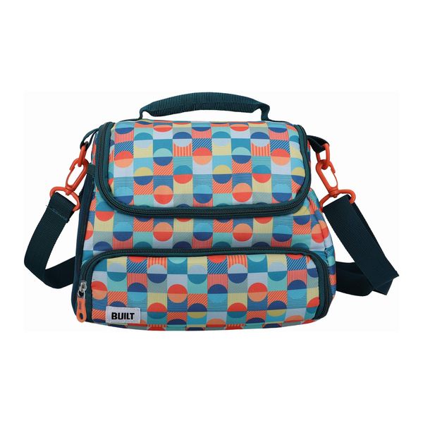 BUILT Insulated Lunch Bag with 'The Retro' Design, Polyester, Teal, 18.5 x 27 x 21 cm