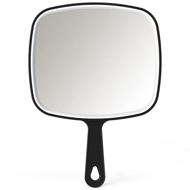 Hand Mirror, Large, Makeup Tool, Handheld Makeup Mirror, Professional Use, Salon Barber Shop, Beauty Salon Mirror, Dental Mirror (Black, XL)