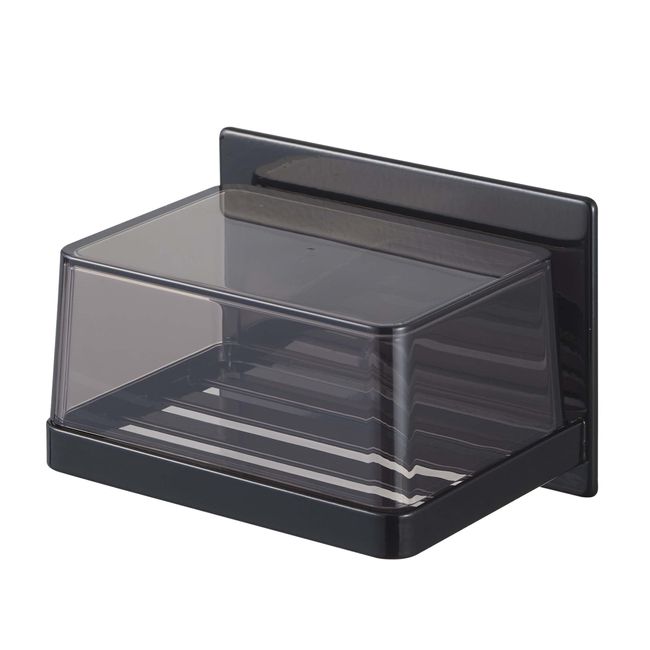 Yamazaki 5555 Magnetic Bathroom Soap Tray w/ Cover, Black, Approx. W 4.7 x D 3.4 x H 3.1 inches (12 x 8.7 x 8 cm), Tower, Protects Soap from Water, Soap Rest