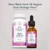 HERITAGE STORE Black Seed Oil, Organic, Cold Pressed Nigella Sativa Supplement with Thymoquinone, Omega 3 6 9, Antioxidant, Immunity, Cholesterol, Digestive, Heart & Join Health Support*, Vegan, 8oz
