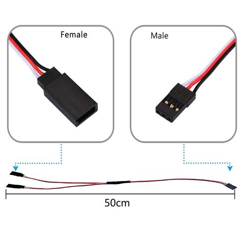 Yiqigou 10pcs 50CM JR Servo Y Extension Cable, Servo Y Harness RC Servo Extension Splitter Cable Lead Connector, JR 3 Pin Servo Plug 1 Male to 2 Female (Y50cm)
