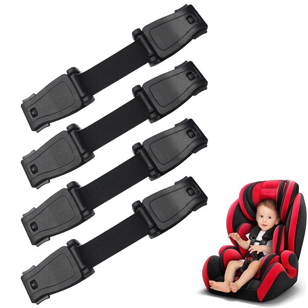 4Pcs Car Seat Clip Anti Escape, Car Seat Safety Clip Prevent Children Taking Their Arms Out of The Car Seat, High Chairs, Strollers. Car Seat Clip, Child Seat Belt Clip Anti Escape (Black)