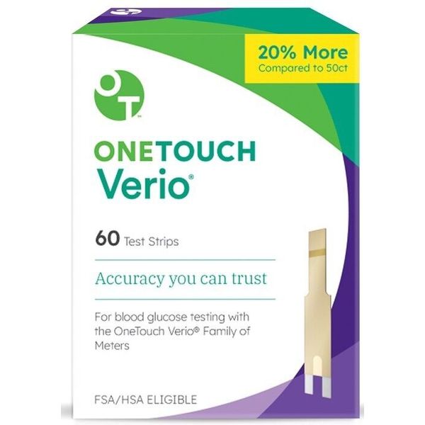 ONE TOUCH VERIO BLOOD GLUCOSE 60 TEST STRIPS