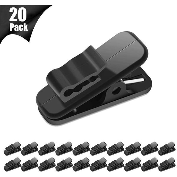 yiwoo 20PCS Earphone Wire Clip Earphone Cable Clip Earbud Wire Clip for 1.5 mm Earphone Wire to Fix Headphone Wire（black）