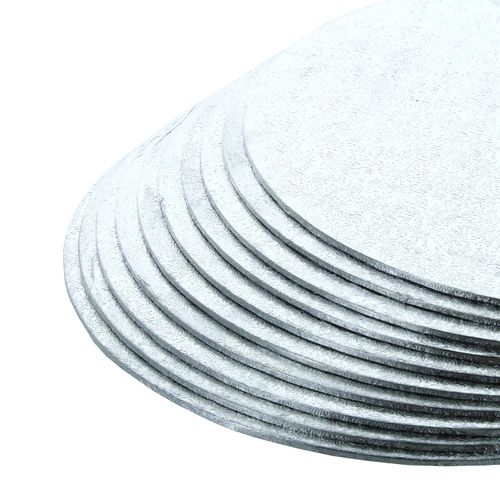 Culpitt 8" Round Turned Edge Cake Cards, Cake Boards, Silver Fern, 1.75mm Thick, Hand Finished, Made in the UK, Pack of 10-8'' (203mm)