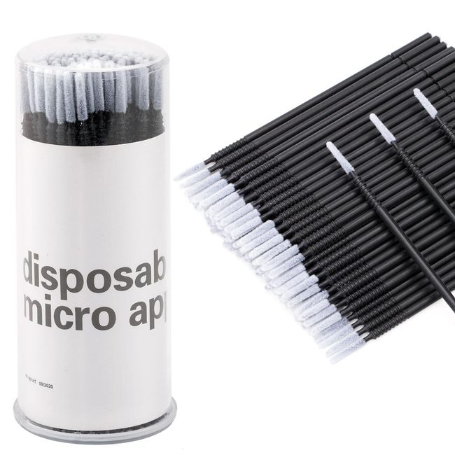 G2PLUS Micro Applicators Brushes with Longer Tips - 200PCS Disposable Microfibre Brushes Eyelashes - Black Lash Lift Micro Applicators - Eyelash Extension Swabs for Eyelashes Extensions, Crafting