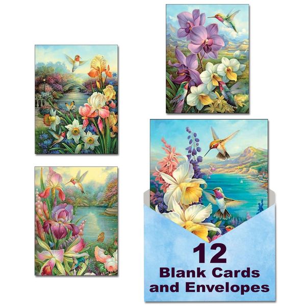 Leanin' Tree Nature's Palette - 12 Blank Cards and Envelopes 4x6, Elegant Floral Cute Stationary Set for Women, Perfect for Sending Thank You Cards and Blank Notecards with Envelope, Made in USA