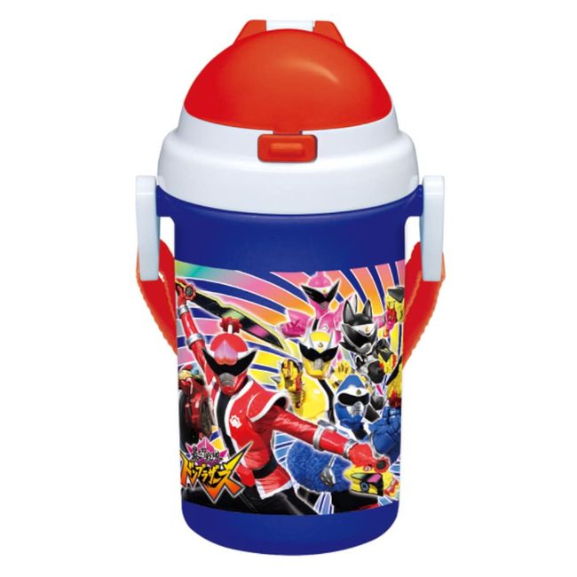 Komori Resin, Kotaro Sentai Don Brothers Plastic Bottle with Straw, 13.5 fl oz (400 ml), Red and Blue 379625