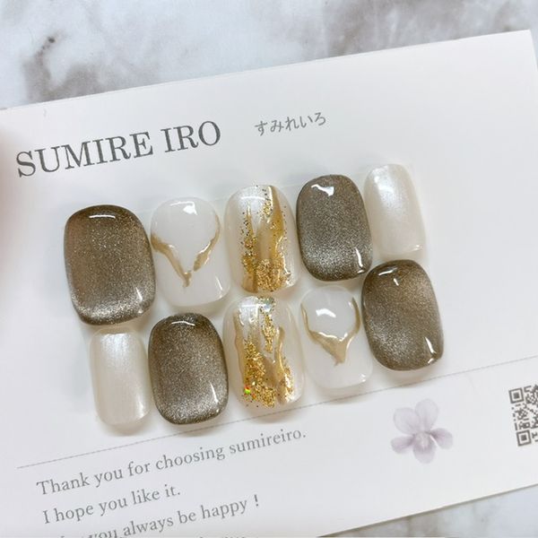 Nail tip false nails bridal nails cute short long design summer nails nail present short nails small nails big nails berry short chibi nails adult nails false nails office nails simple [1886] magnet nails white gold mirror nails