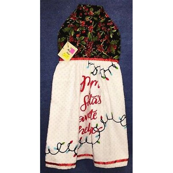 NEW Handmade Mom is Santas Favorite Helper Xmas Hanging Kitchen Hand Towel #2179