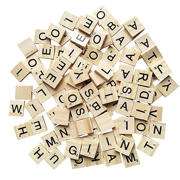 100Pcs Wooden Scrabble Letters for Crafts, A-Z Capital Wooden Tiles Letters Children's Educational Toy Scrabble Letters for Crafts & Educational