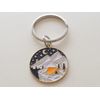 Camping Keychain; Mountain & Tent Under Night Sky Scene Charm Keychain