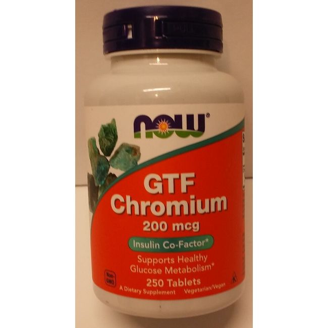 Now Foods GTF Chromium 200 Mcg Supports Glucose Metabolism 250 Tablets Exp. 5/28