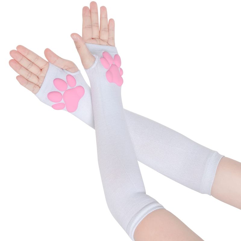 Faux Suede Cat Embroidered Gloves (TS) - PINK (Pack of 6)