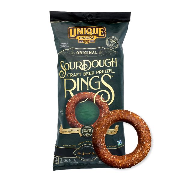 Unique Snacks Sourdough Craft Beer Pretzel Rings, Delicious Homestyle Baked Snack Bag, Vegan, OU Kosher, and Non-GMO Food, No Artificial Flavor, 11 Oz. Bag, Pack of 3