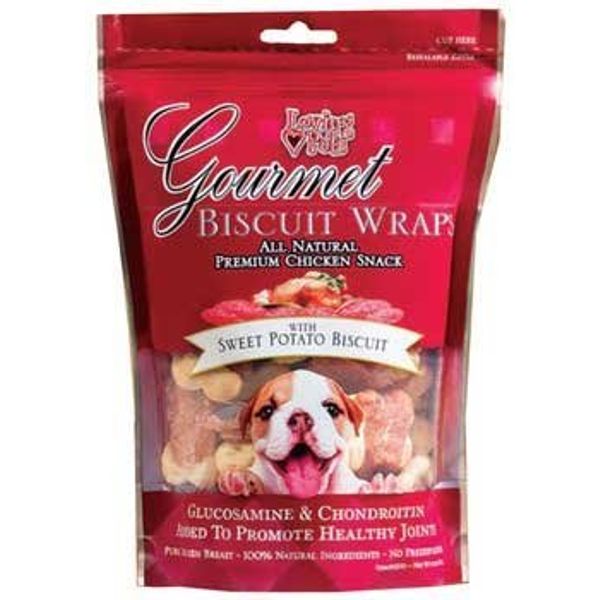 Loving Pets Gourmet Premium Meat Snack Wrap Dog Treat Flavor: Sweet Potato & Biscuit, Quantity: 8-oz