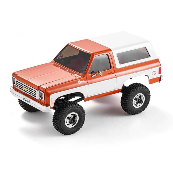 FMS 1/24 RC Crawler Officially Licensed Chevy K5 Blazer RC Car FCX24 RTR RC Pickup Truck SUV 4WD 2.4GHz 3CH Hobby RC Model 8km/h Mini Car Off-Road Remote Control Car (Orange)