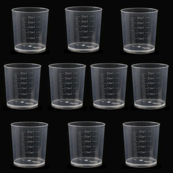 10 Pcs/Pack 30ml Measuring Cups Plastic Graduated Cups Transparent Scale Cups Plastic Clear Epoxy Mixing Cups for Kitchen Cooking Medicine Measure Tool