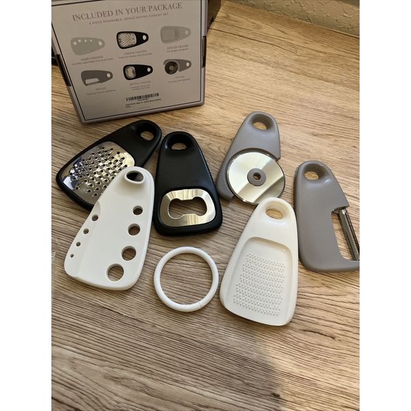 Mini Kitchen Gadgets 6 Piece Set Space Saving Cheese Grater, Bottle Opener..NEW