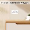 JIMEIDA Double Switched Socket White 13 Amp with USB-A And Type-C Charging Ports PC Panel Wall Outlet Power Socket