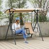 2 Person Steel Outdoor Porch Swing Chair Patio Bench w/ Storage Canopy, Beige