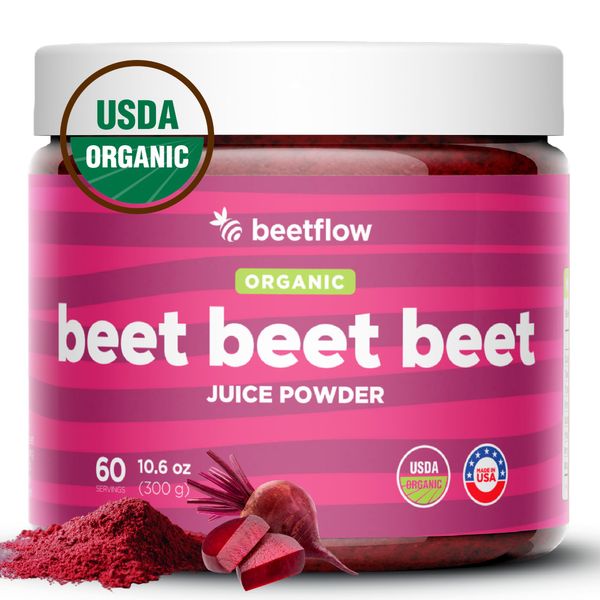 Beet Beet Beet - Organic Beet Juice Powder Healthy Blood Pressure, Cholesterol - Pure USA Grown - No Additives or Flavors-Superfood Supplement - Nitric Oxide Boosting Nutrients (60 Servings)