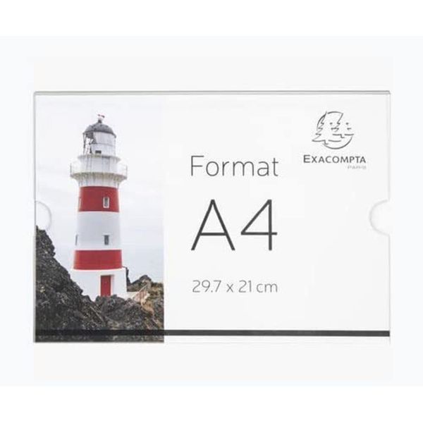 Exacompta - Ref. 84858QD - 1 A4 horizontal wall-mounted visual holder - Crystal