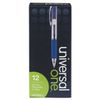 Universal 39913 Clear Roller Ball Retractable Gel Pen, Blue Ink. Medium, Dozen
