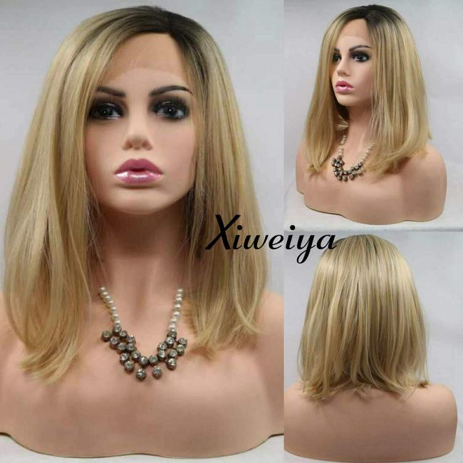  Xiweiya long blonde synthetic lace front wigs wavy