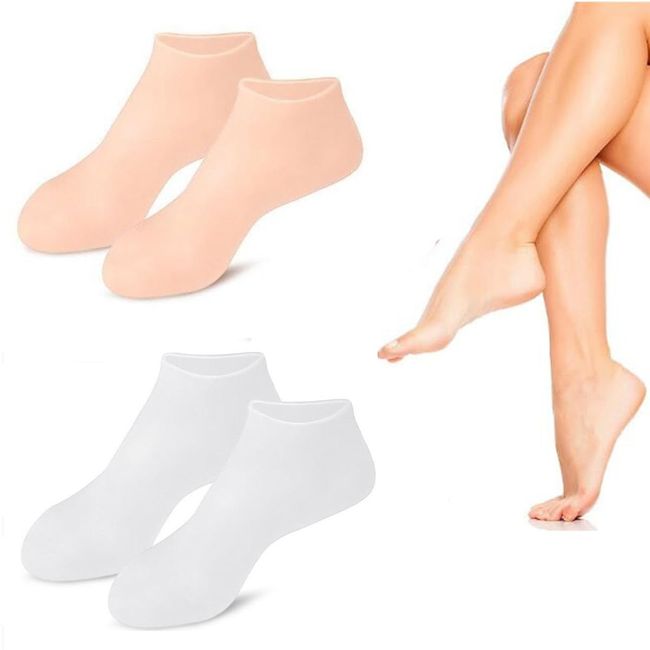 SamHeng Feuchtigkeitsspendende Socken für Frauen Männer 2 Paare Silikongel Socken über Nacht Spa Socken Fersensocke zum Reparieren trockener Füße rissiger Ferse und weicher Haut, S