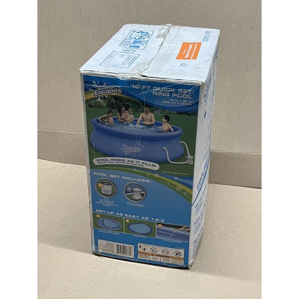 Summer Escapes 10 ft Quick Set Ring Pool w/ Filter Pump System Chlorinator NEW