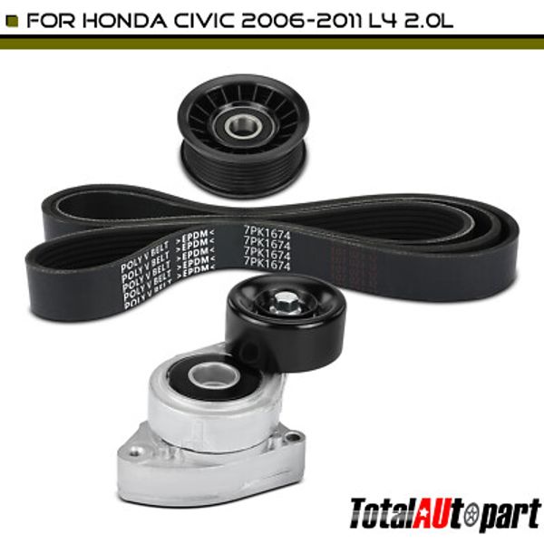 3x New Serpentine Belt Drive Component Kit for Honda Civic 2006-2011 L4 2.0L GAS