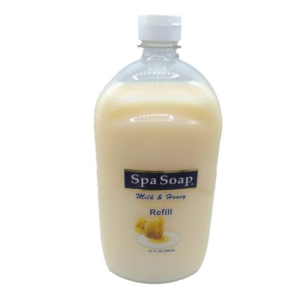 Spa Soap Milk & Honey Cream Soap Refill 32oz Plastic Bottle