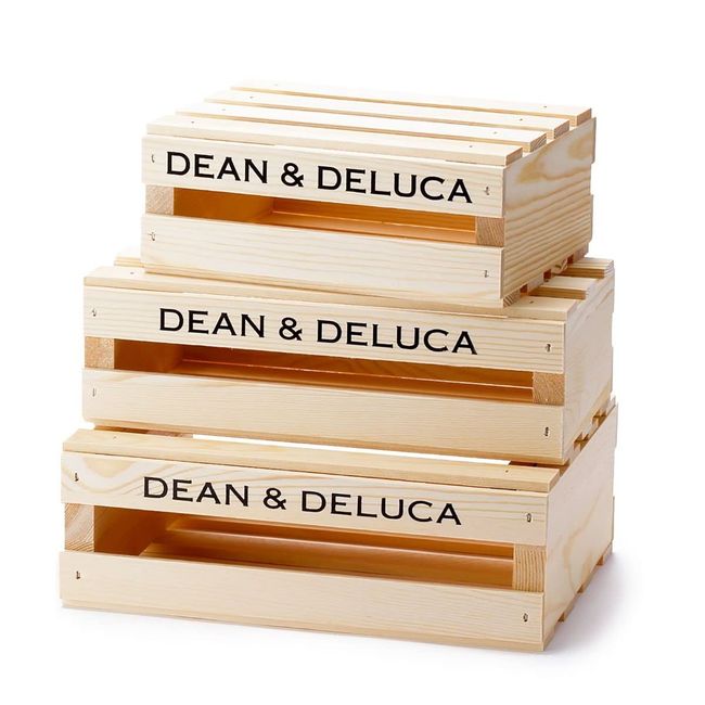 DEAN&DELUCA Wooden Crate Box, Small, Storage Case, Wooden Lid, Simple, 6.7 x 8.9 x 3.5 inches (17 x 22.5 x 9 cm)