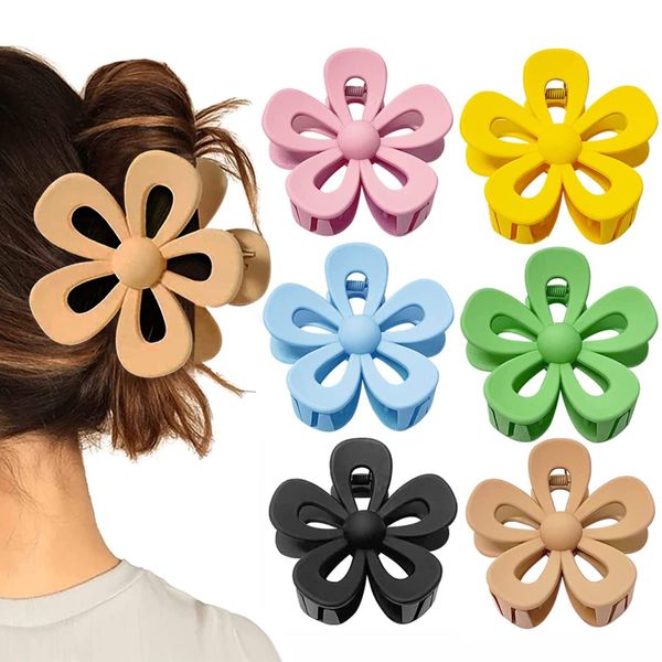 IOSPKKIO® 6 Stück Blumenklauen-Clips, rutschfeste Haarspangen, starker Halt für Frauen und Mädchen, große niedliche Haarspangen，Haarspangen für Dickes Haar