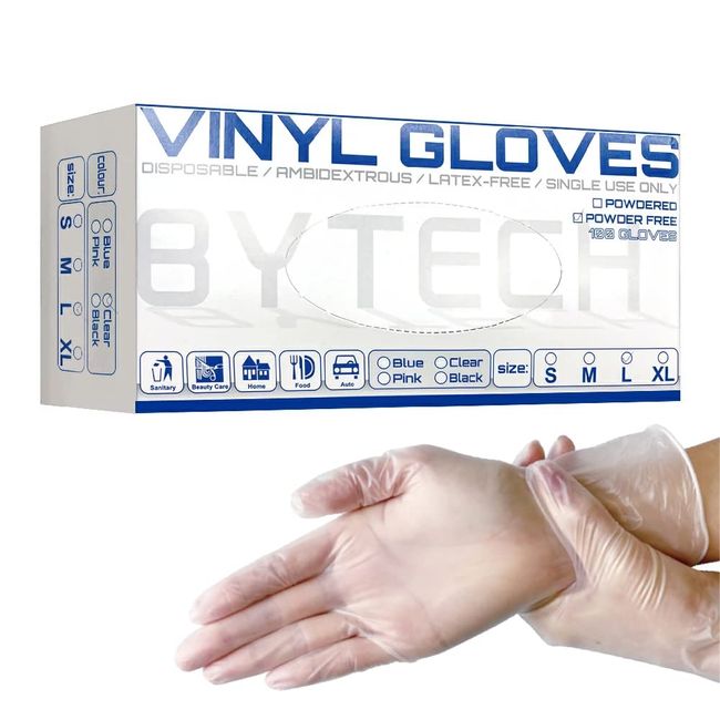 MDK-PVCSO100L PVC Gloves, Disposable PVC Gloves, 100 Pieces, Large, Clear, Powder Free